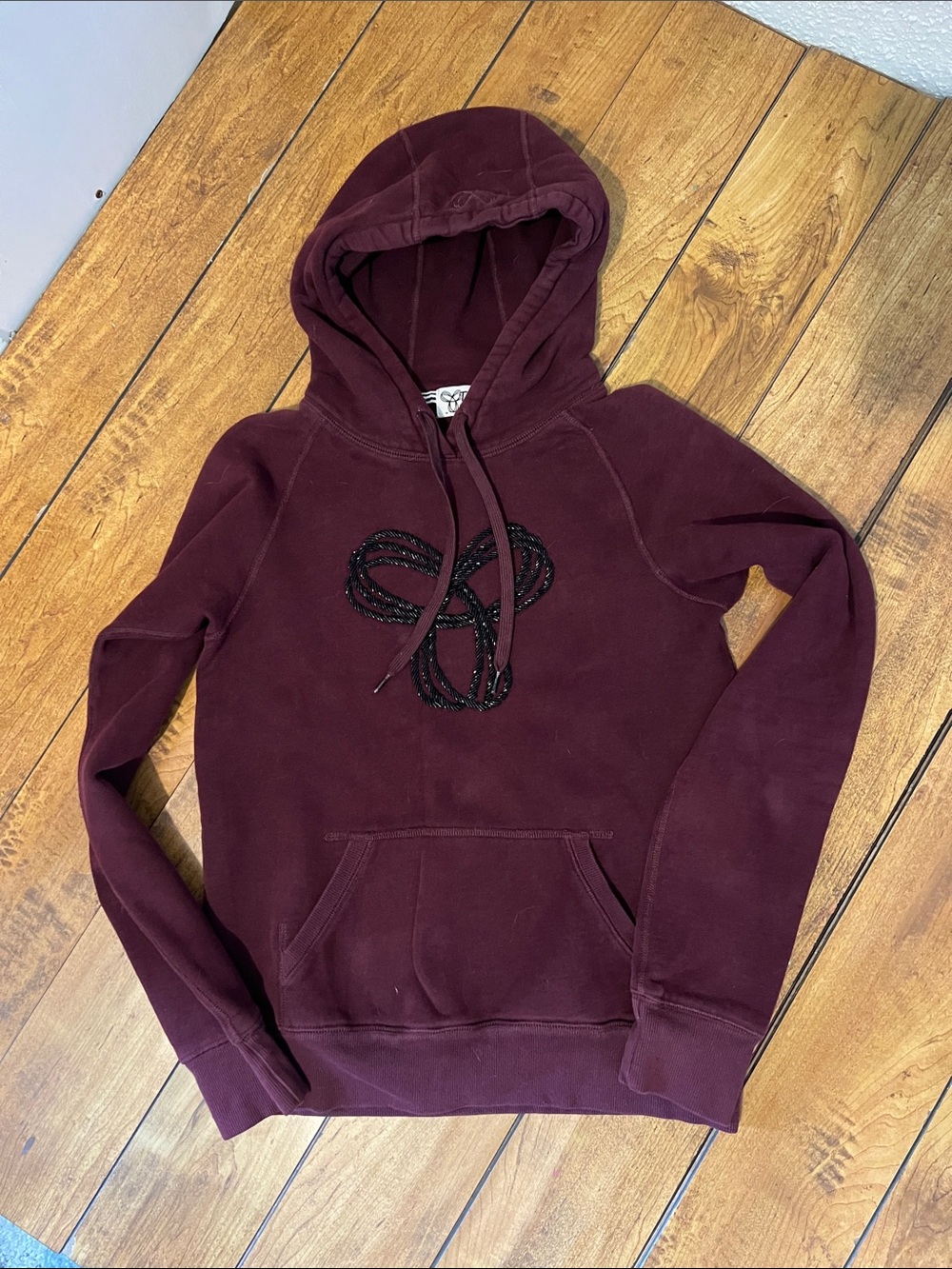TNA aritzia Burgundy Pullover Hoodie with Beaded logo